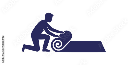 Person Rolling Carpet Vector Icon