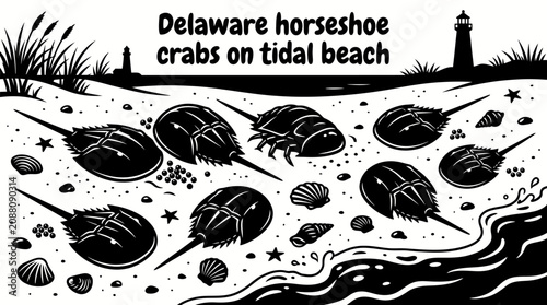 Photos horseshoe crabs gathering along a delaware tidal beach during seasonal spawning
