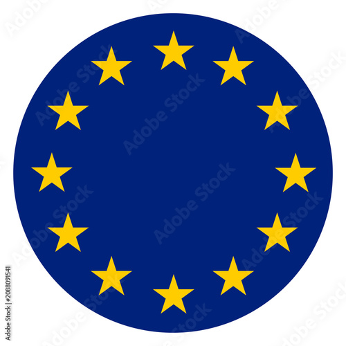 EU Flag Circular Button, Round, Circle Icon