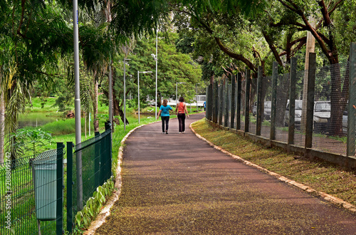 Adult women walking on public park in Ribeirao Preto, Sao Paulo, Brazil