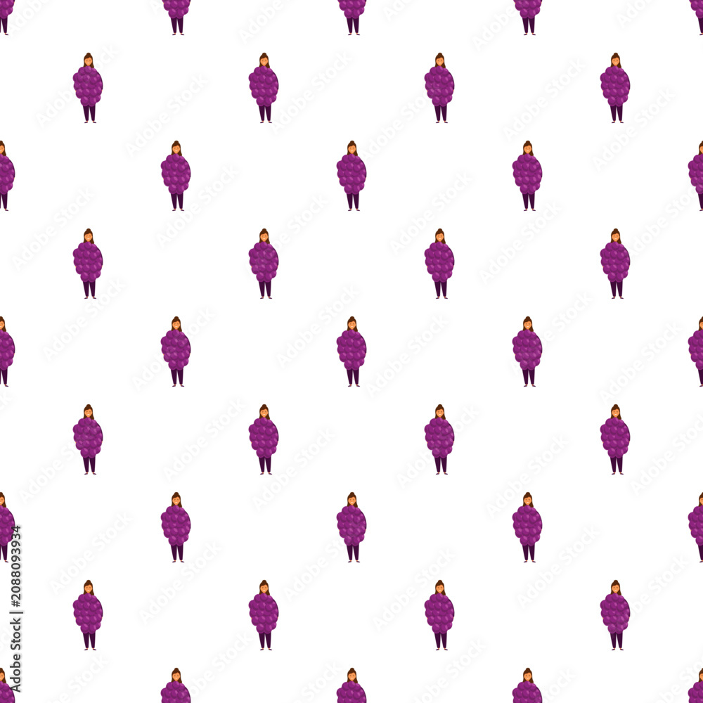 Obraz premium Girl dressed in a purple grape fruit costume repeating as a tileable pattern