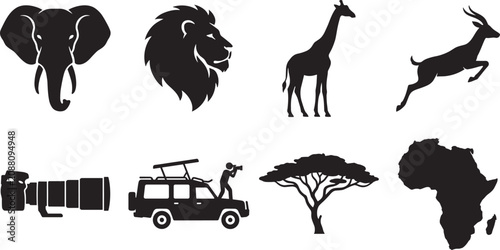 Konstfotografi Vector dog breeds silhouette icon set featuring black shapes of diverse pedigree