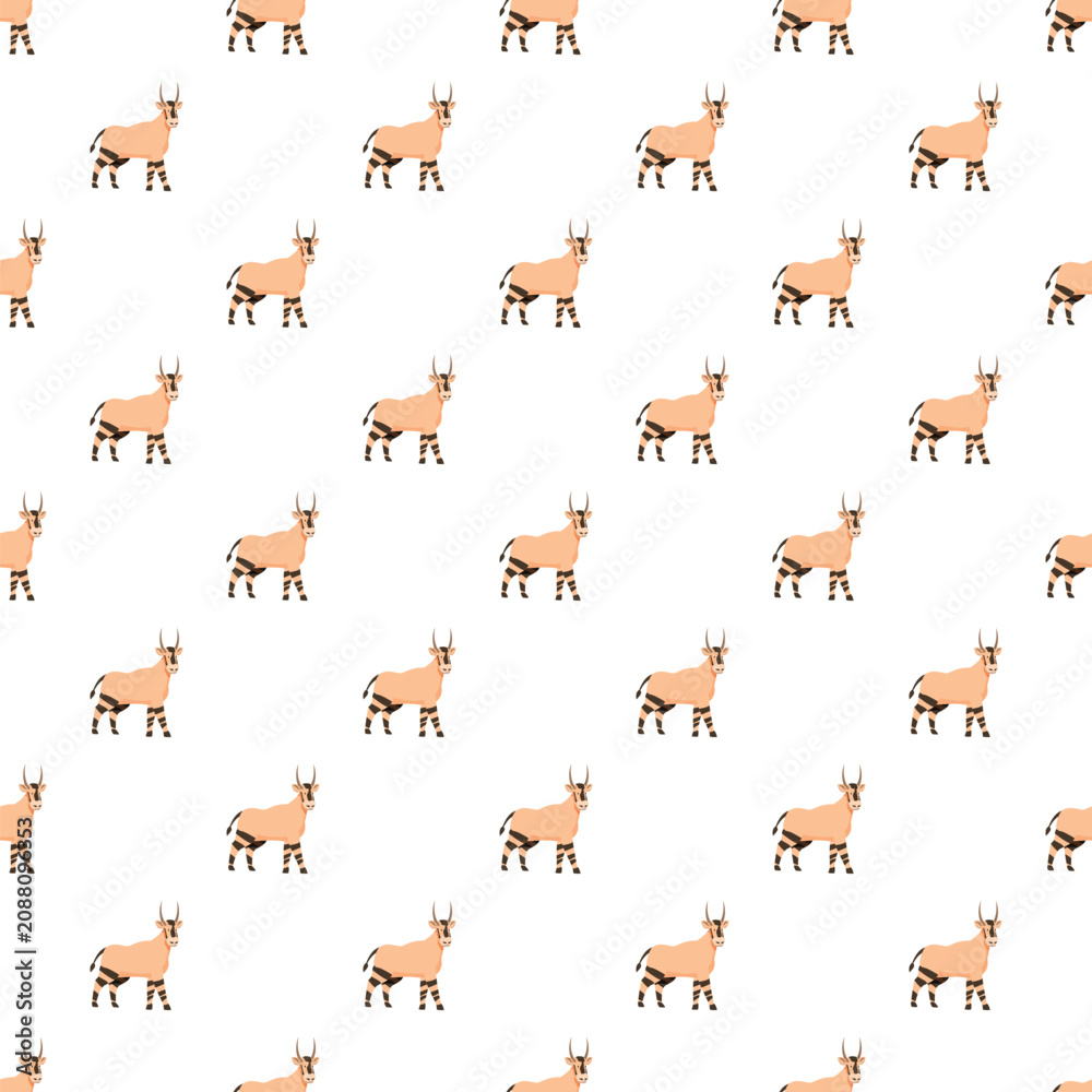 Fototapeta premium Okapi animals standing in a seamless repeating pattern on a white background