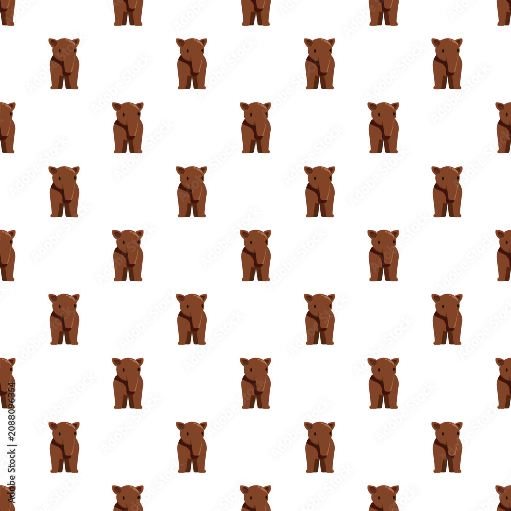 Fototapeta premium Brown tapir animal repeating seamless pattern over a white background