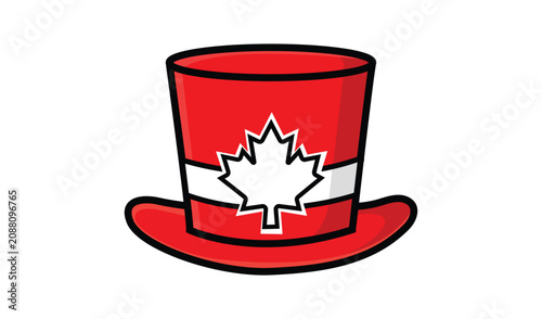 Foto Red top hat with a white stylized maple leaf emblem on the front vector