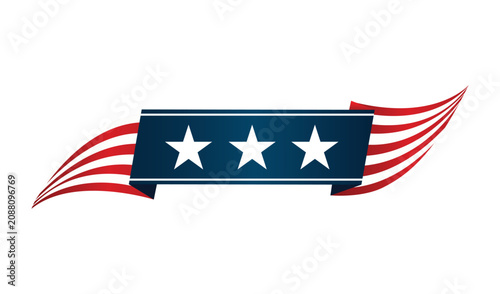 Illustration of the united states flag with stars and stripes waving design element vector