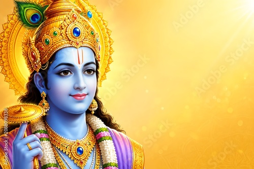 Lord Vishnu on Vaikunth Ekadashi, Krishna/Krushna Janmashtami, Ram Navami, Narsimha Jayanti, Onam, Ekadashi Vrat, Ananta Chaturdashi, Tulasi Vivah, Nirjala Ekadashi, Varah Jayanti, Aashadhi Ekadashi