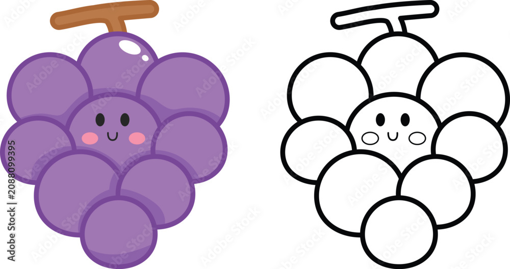 Fototapeta premium Grape Coloring and Outline Page