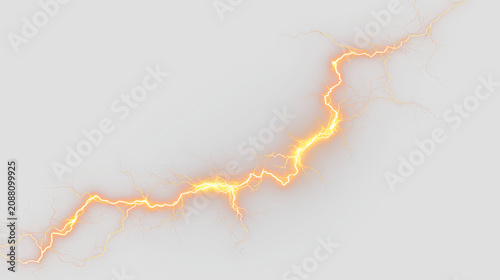 Obraz na plátne Lightning bolt on transparent background with bright orange color and dynamic sh