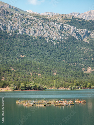Floating fish farm aquaculture in Seydisehir, Konya, Turkiye