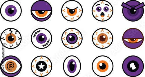 Collection of Colorful Eye Illustrations with Decorative Patterns and Designs