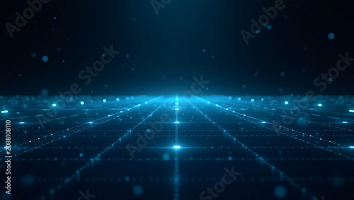 Premium Abstract Quantum Grid Technology Background with Infinite Perspective Copy Space - Top Copy Space (Standard Seller Shot)