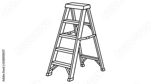 Stepladder Line Art Vector Illustration