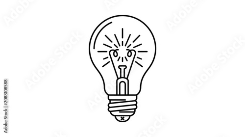 Glowing Light Bulb Outline Vector Illustration