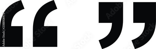 Quotation Marks Icon Set - Opening and Closing Quote Symbols on White Background