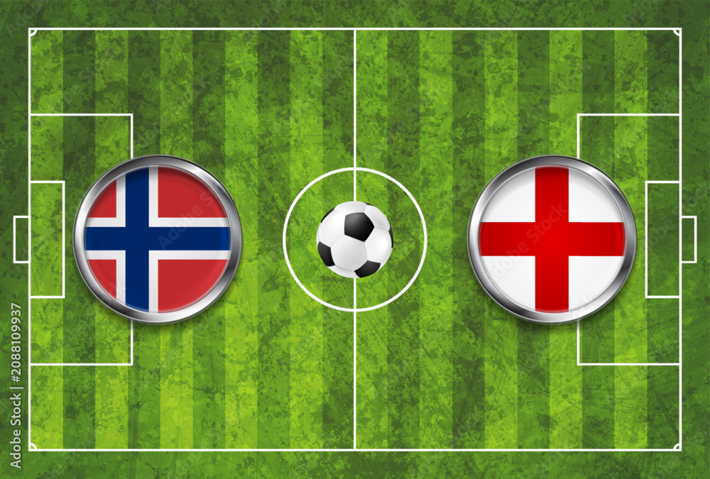 Fototapeta premium Norway vs England soccer match broadcast graphics background