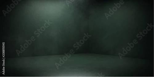 Obraz na plátně An empty, dark, and atmospheric corner of a room with textured walls and a dusty floor, creating a sense of mystery and isolation
