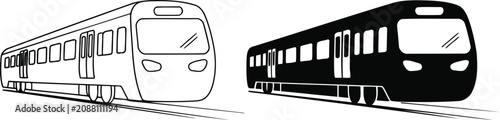Fotografie Modern commuter train travel concept vector illustration