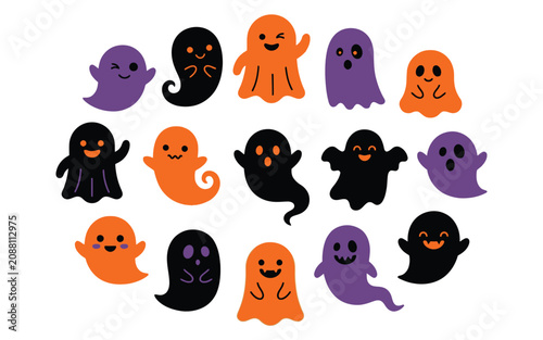 Cute halloween vector bundle ghost characters for spooky season designs digital art