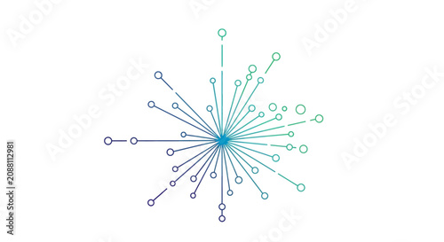 Abstract network connection with nodes and lines