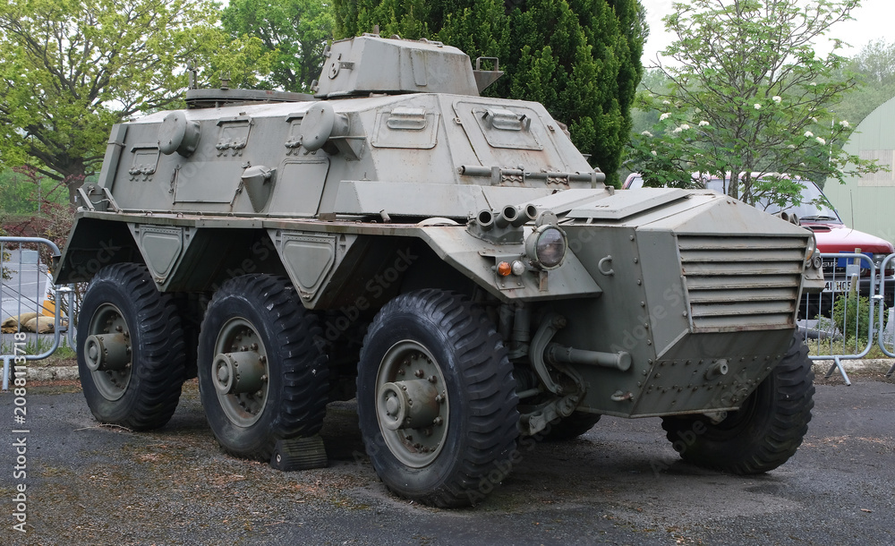 Fototapeta premium The FV603 Saracen is a six-wheeled armoured personnel carrier designed and produced by Alvis from 1952 to 1976. It has been used by a variety of operators