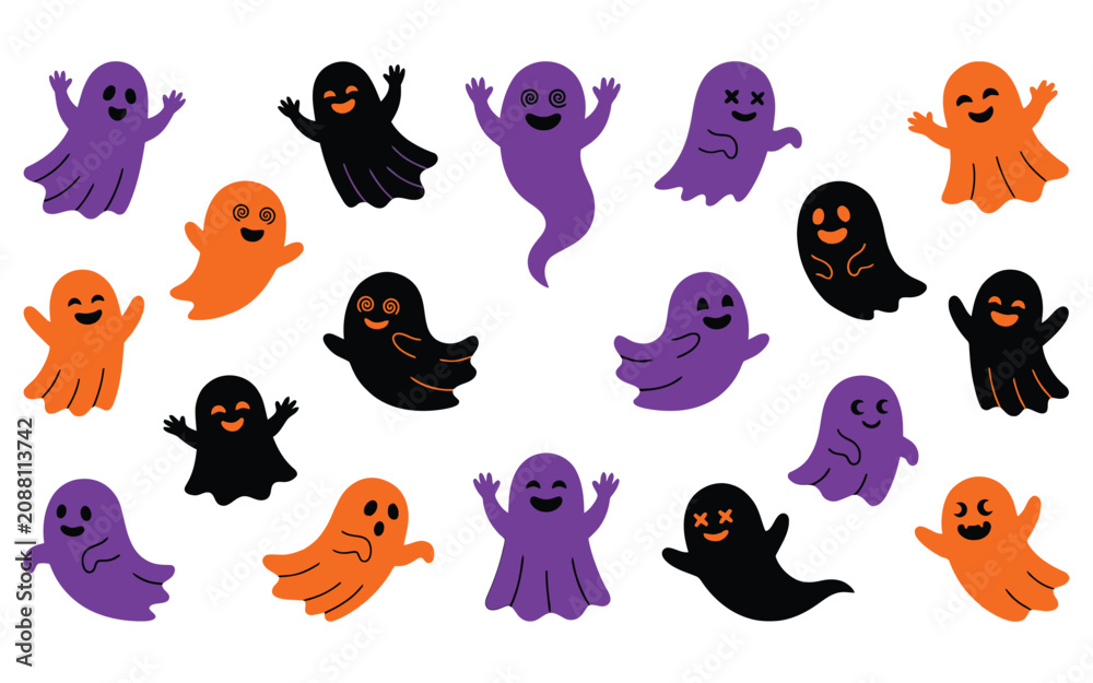 Obraz premium Halloween vector bundle cute ghost illustrations for spooky season designs digital art