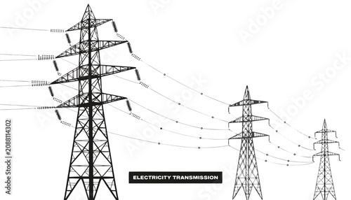 Bild auf Leinwand Very beautiful black and white realistic vector illustration of electricity tran