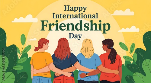 International friendship day celebration with diverse group of friends