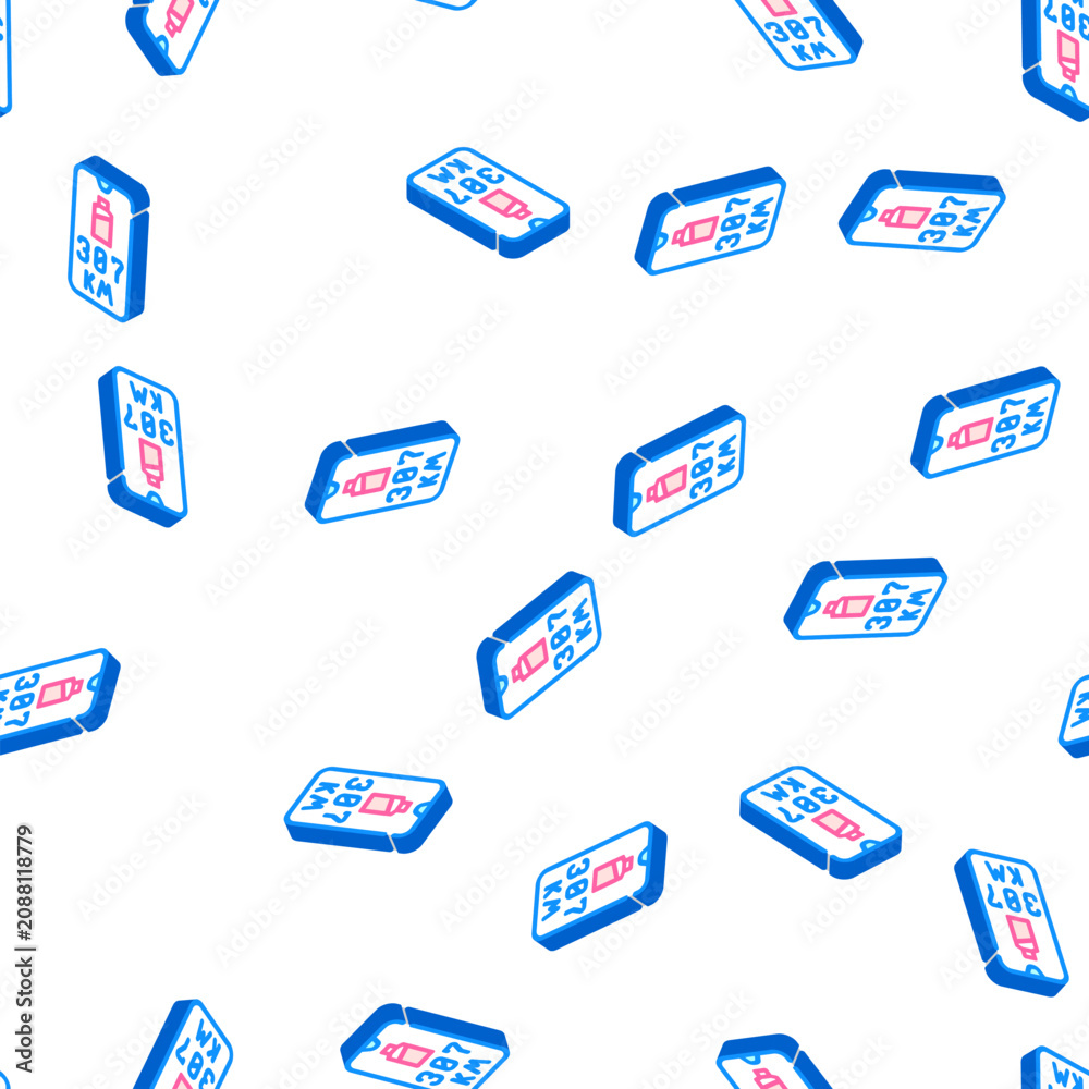 Fototapeta premium monitoring battery health and charge phone app isometric seamless pattern. monitoring battery health and charge phone app sign illustration