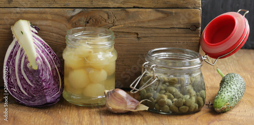 homemade pickled vegetables, organic food