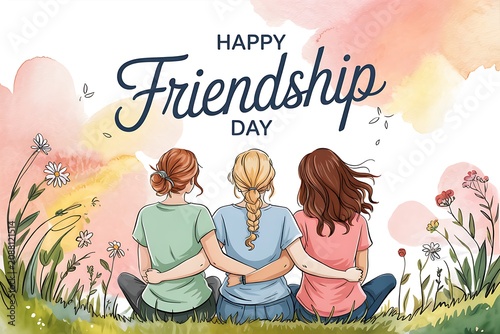 Happy friendship day celebration with three friends