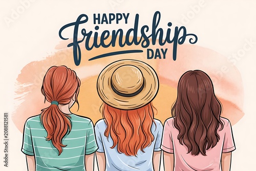 Happy friendship day celebration with three friends
