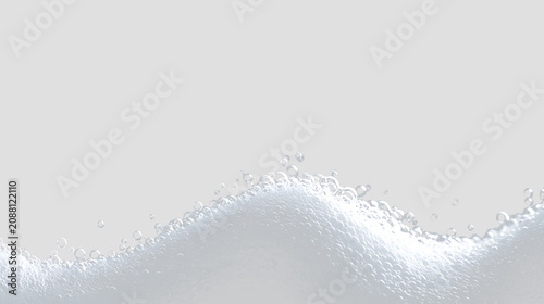 Fotografía Water bubbles rise above a smooth surface creating a wave on a transparent backg