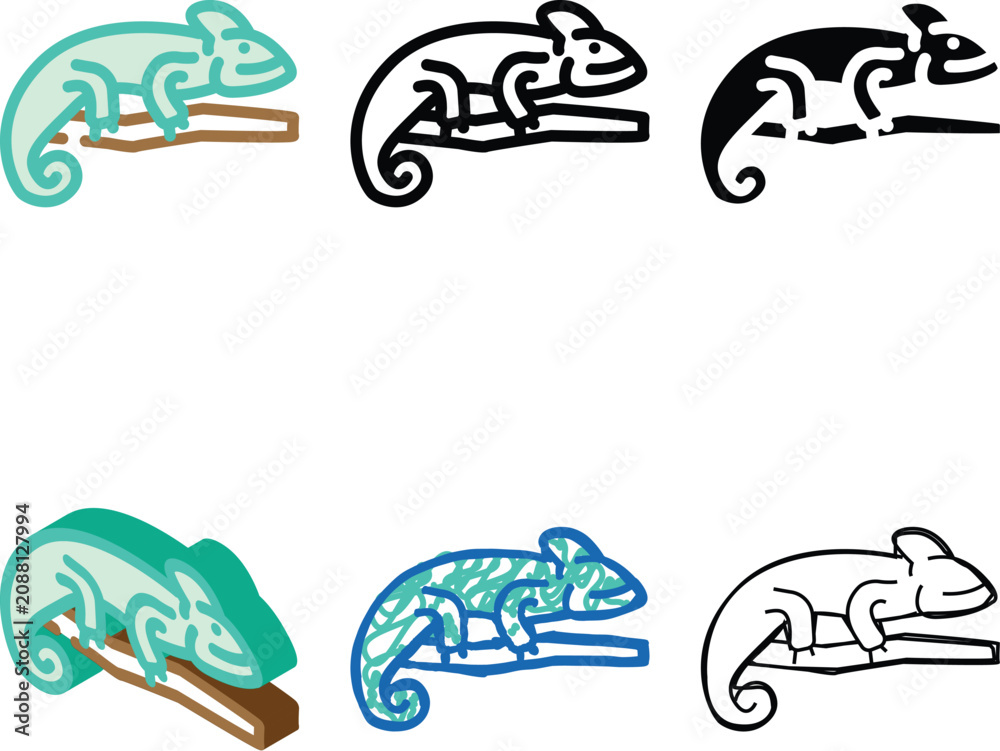 Fototapeta premium chameleon animal color icon vector. chameleon animal sign. forms isolated symbol illustration