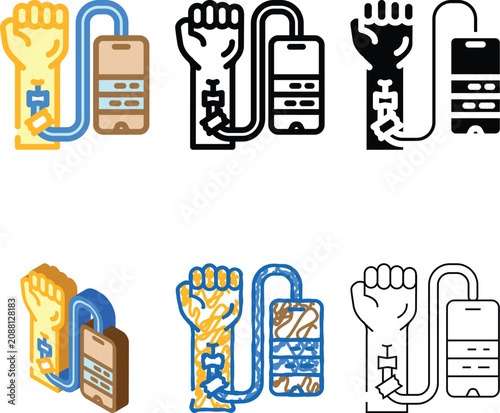 Fotografía tech junkie tech enthusiast color icon vector