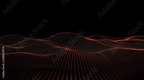 Abstract Red Digital Wave Particle Landscape