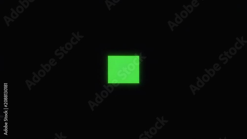 Green Digital Glitch Square Animation on Black Background