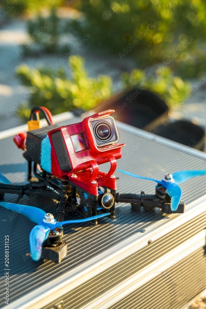 Fototapeta premium First person view drone on sandy ground