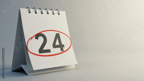 Calendar page marked with number 24 in minimalistic style  