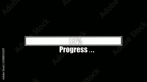 100 percent loading progress bar on black background