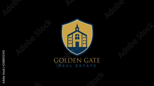 Golden Gate Real Estate Logo Property Shield Icon