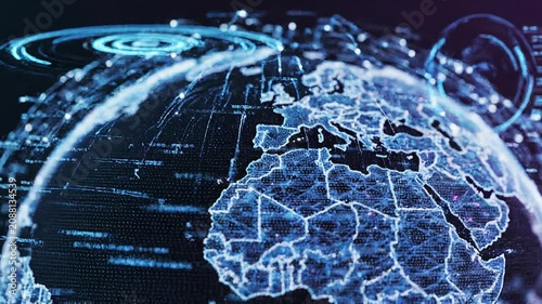 Digital globe with illuminated connections showing global network and technology concept