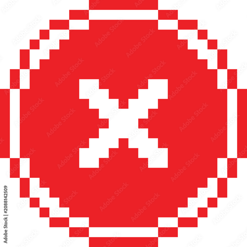 Fototapeta premium Pixelated Red Cross Icon