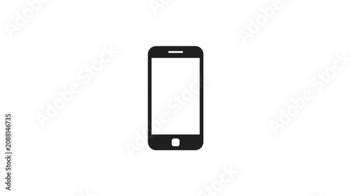 Modern smartphone with blank screen isolated on white background.