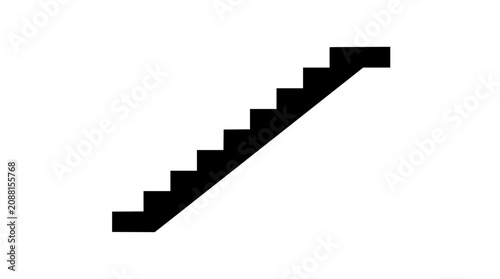 Black silhouette of a staircase isolated on white background