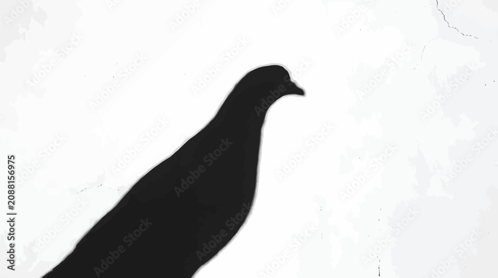 Fototapeta premium Minimalist pigeon head and torso close up silhouette artistic street bird profile crop vector graphic illustration
