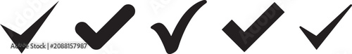 Foto Set of check marks in black with illustration
