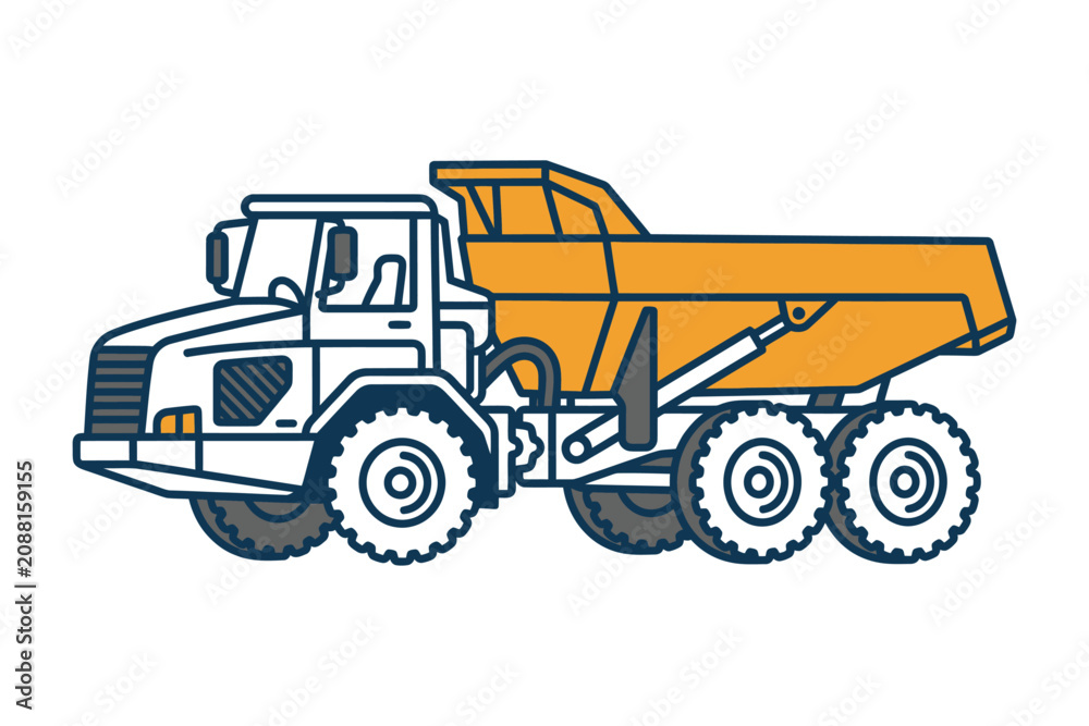 Fototapeta premium Articulated Dump Truck Vector Illustration