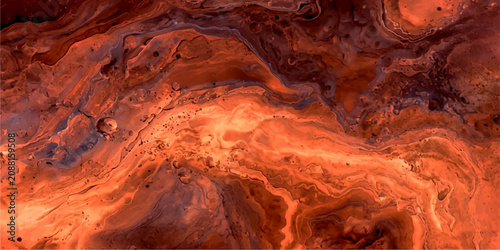 Tableau sur toile Ethereal Martian Landscape a mesmerizing abstract depiction of a Martian terrain, showcasing swirling ochre and crimson hues interspersed with deep violet shadows