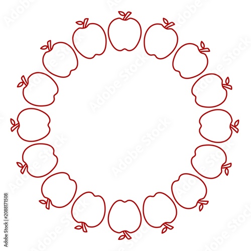 Round Circle Apple Outline Frame Template